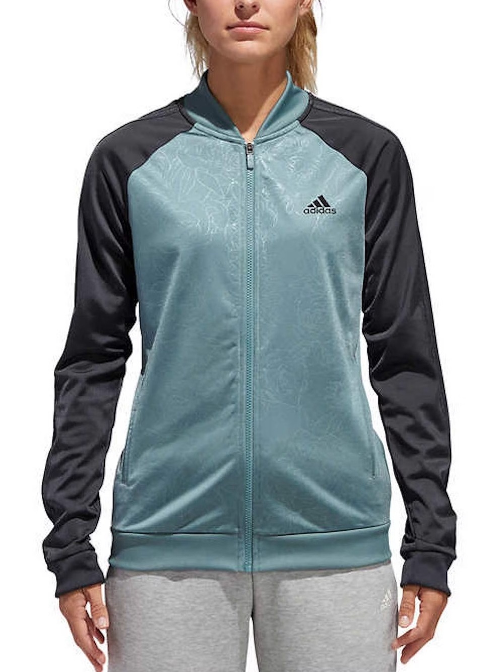 adidas Women's Embossed Print Full Zip Climalite Jacket